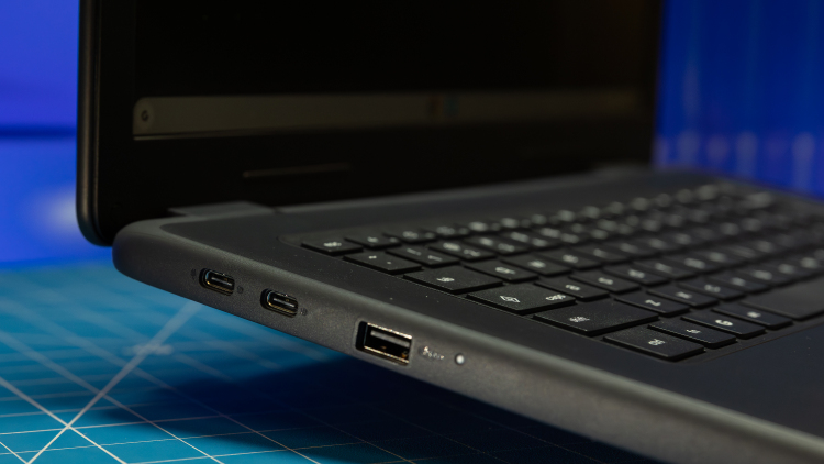 The left side ports of the Dell Chromebook 14