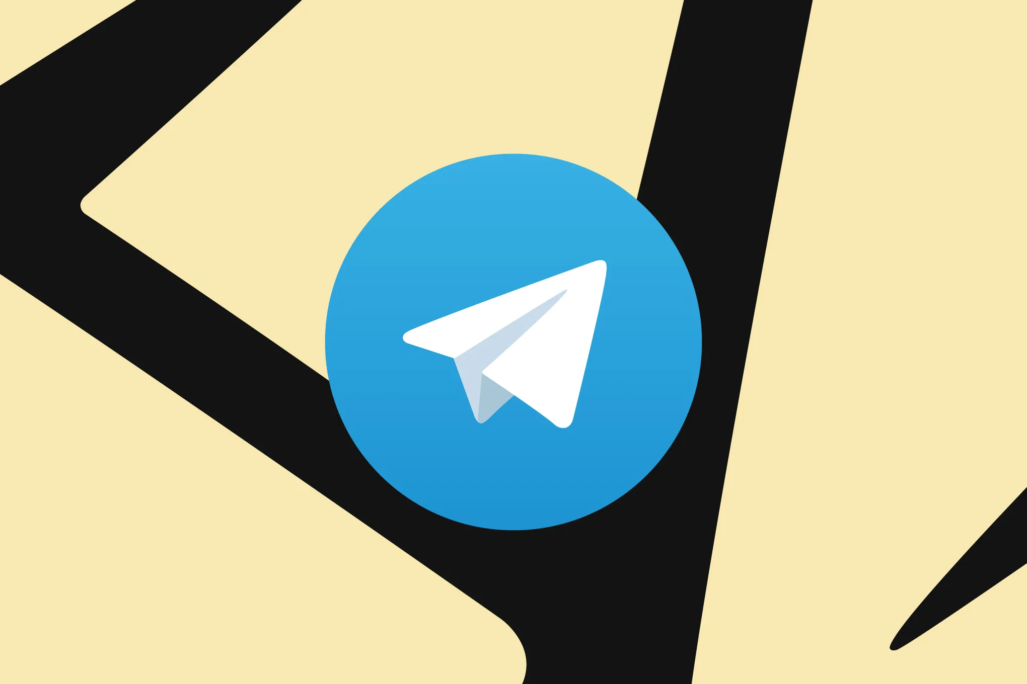 The Telegram logo on a black and red background