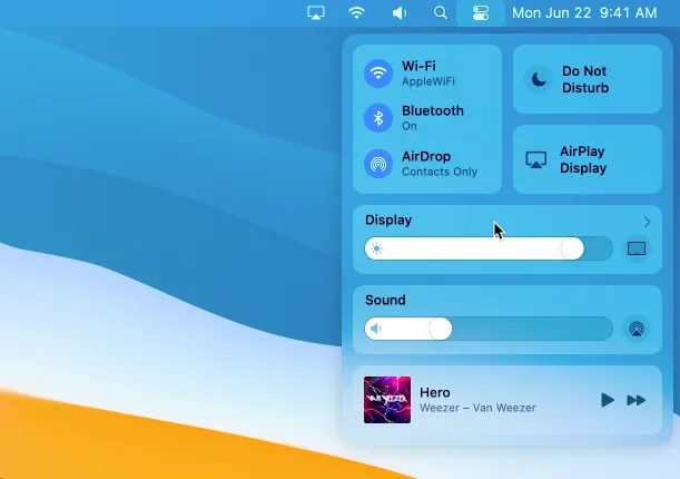 Control Center in macOS Big Sur.
