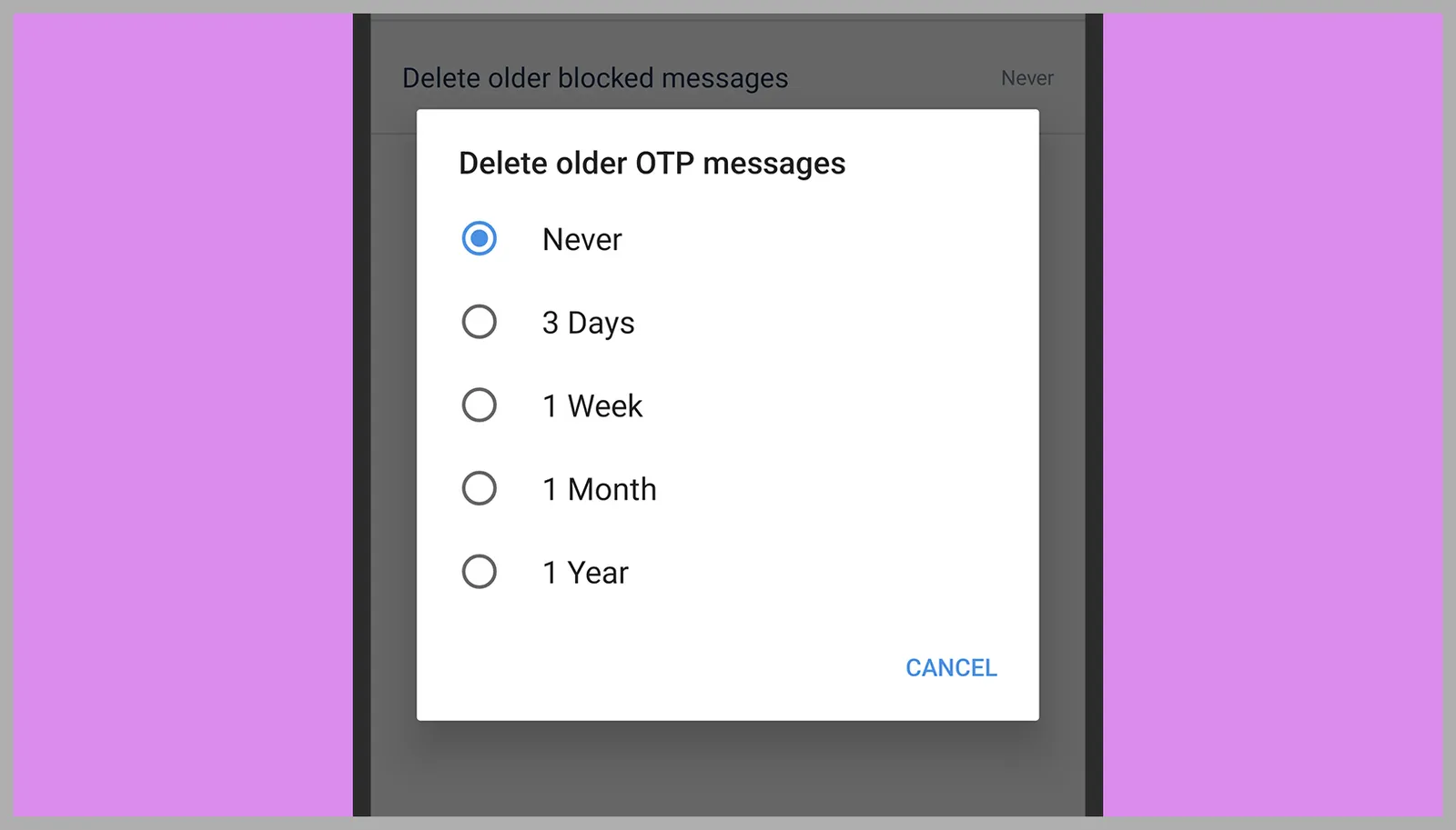 Screenshot of Apple iOS Messages settings menu