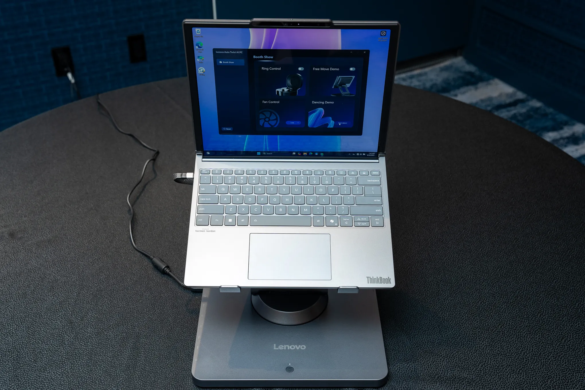 <em>It’s a chunky stand. I was not able to pick it up because Lenovo’s other early prototype had stopped working.</em>
