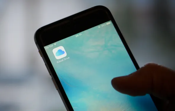 The iCloud storage application is seen on an iPhone on November 8, 2017.