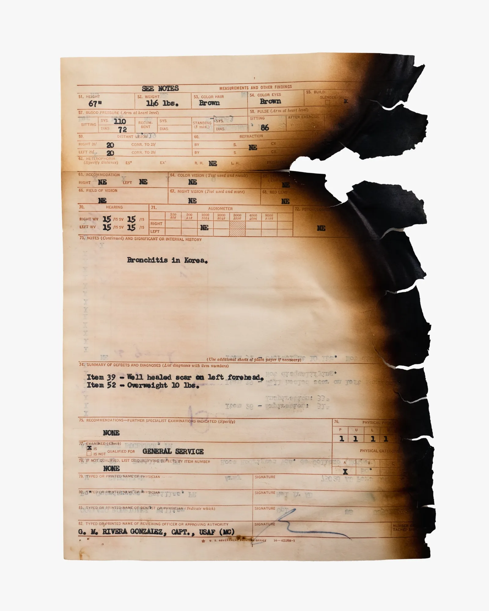 Image scan of a document with minimal fire damage.