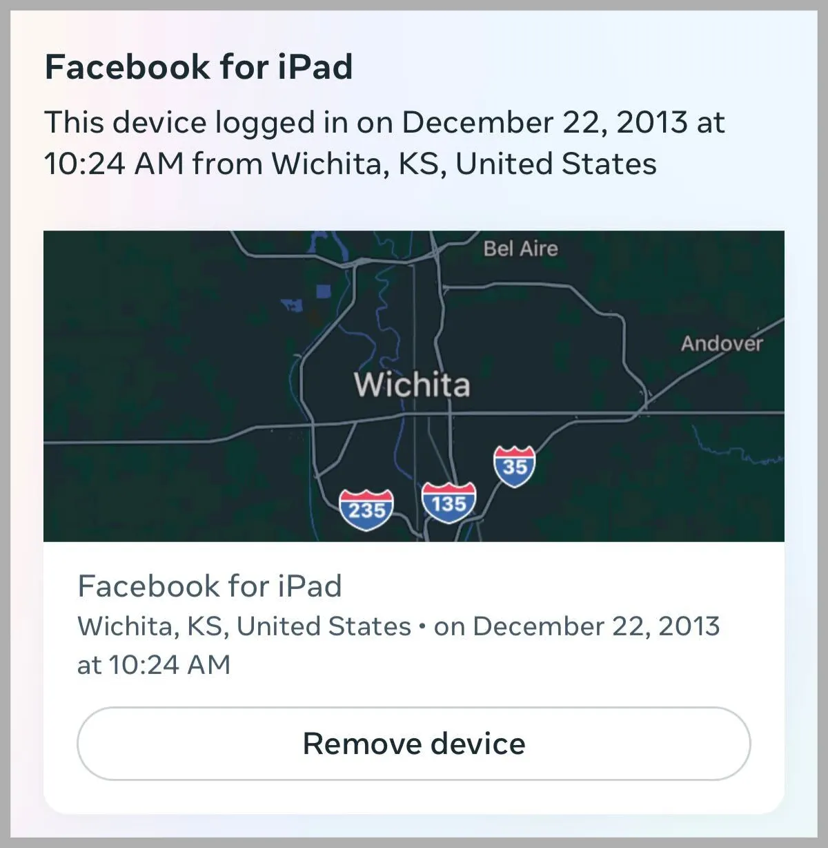 Screenshot of a Facebook settings menu