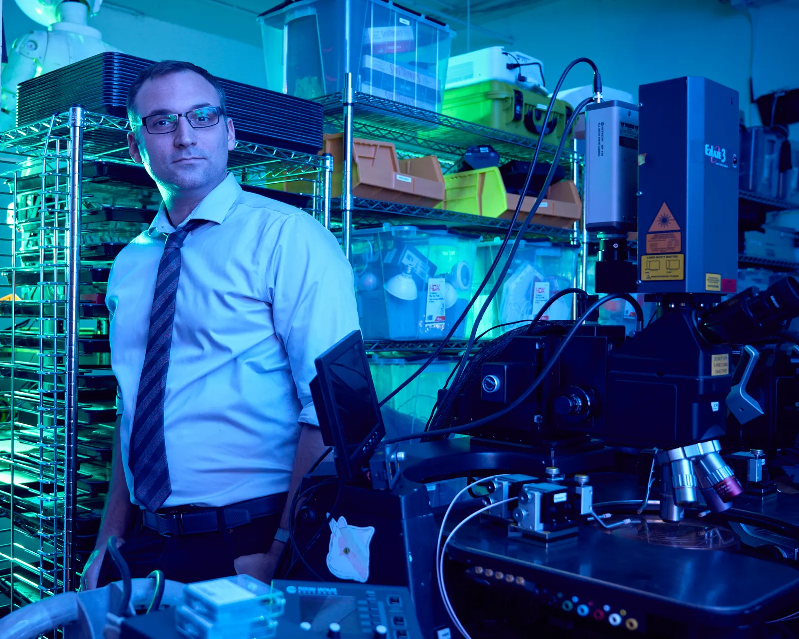USB drive taped down to lab equipment