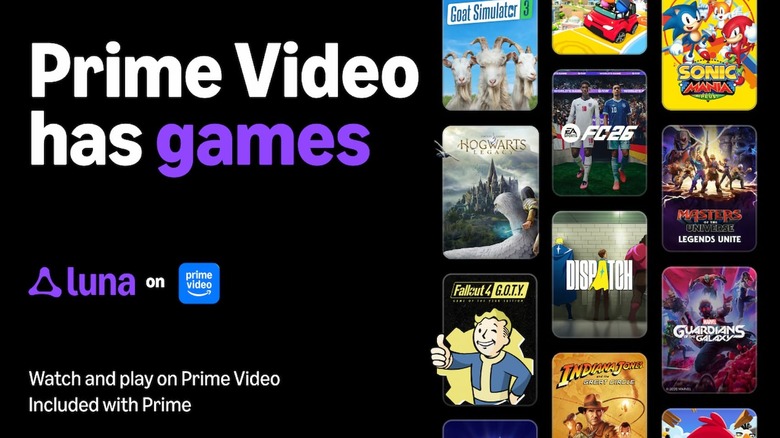 Graphic stating that games are available on Amazon's Prime Video