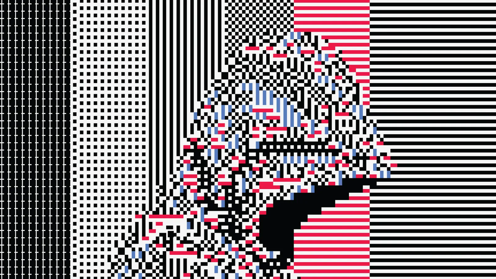 Pixelated illustration of a hooded hacker