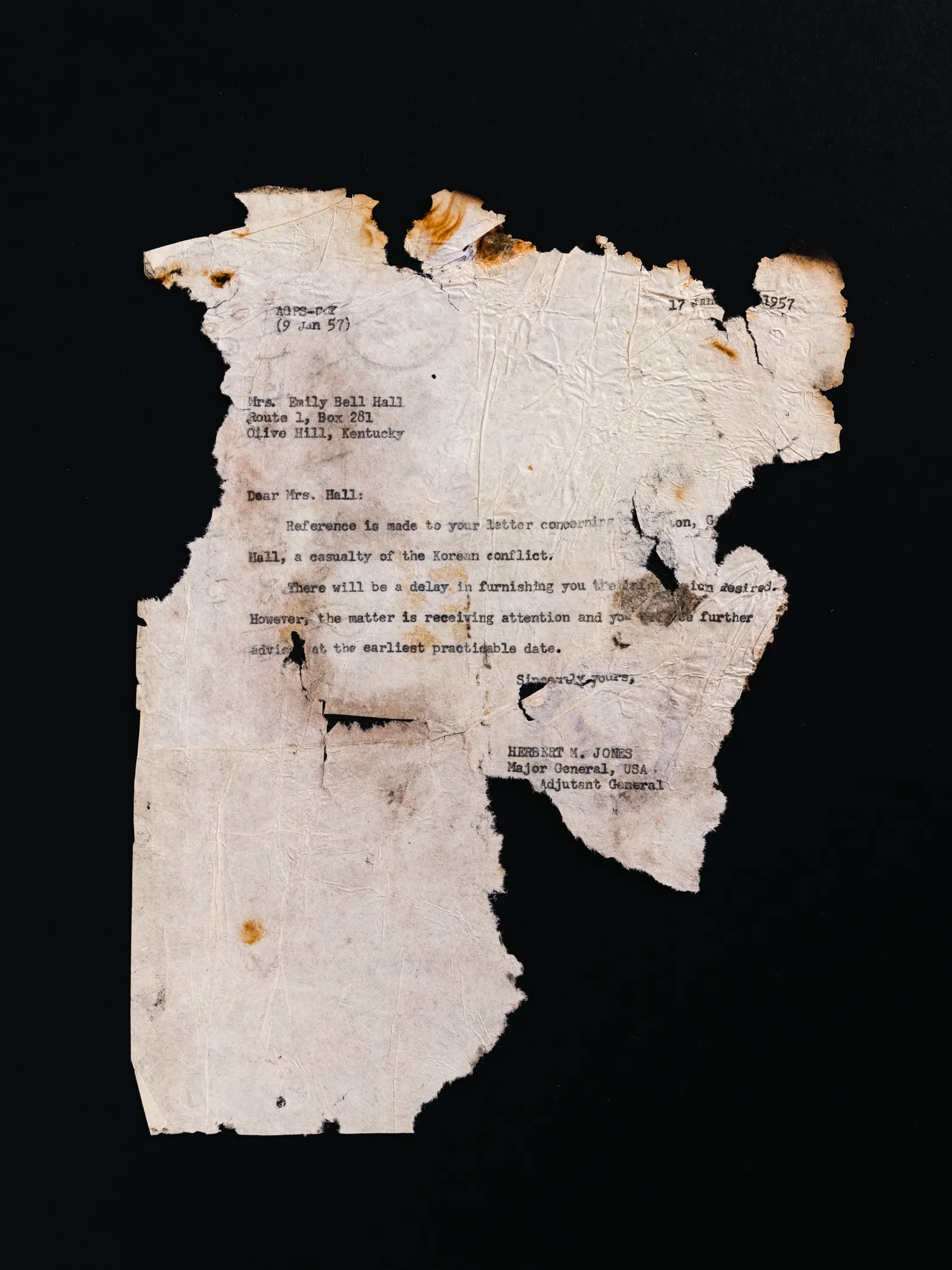 Salvaged document with minimal fire damage.