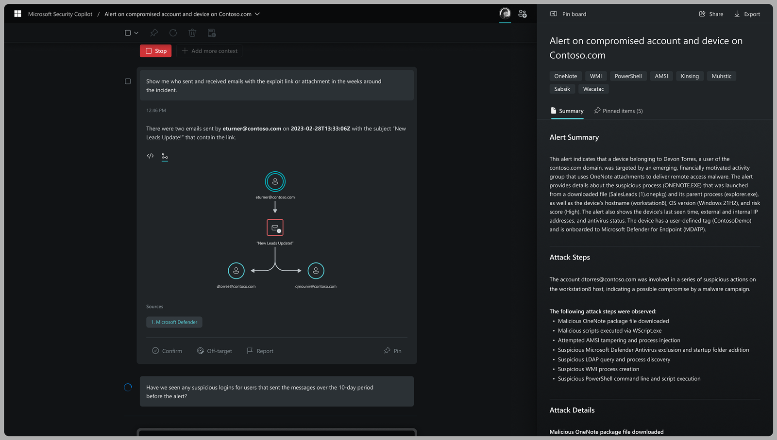 Screenshot of Microsoft Security Copilot app on desktop