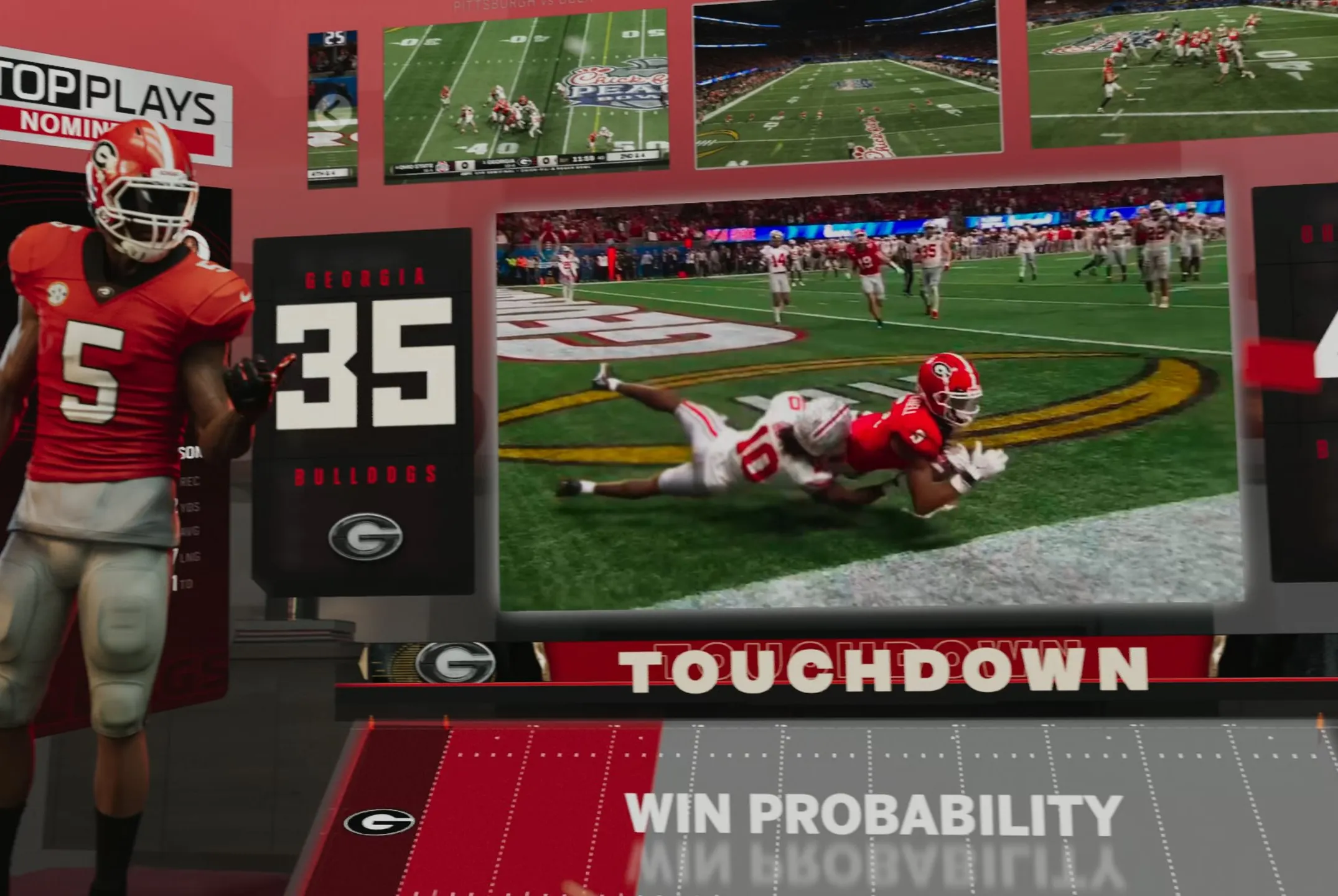 A screenshot of Disney’s presentation for the Vision Pro headset at WWDC, displaying how a football game might be watched on the platform.
