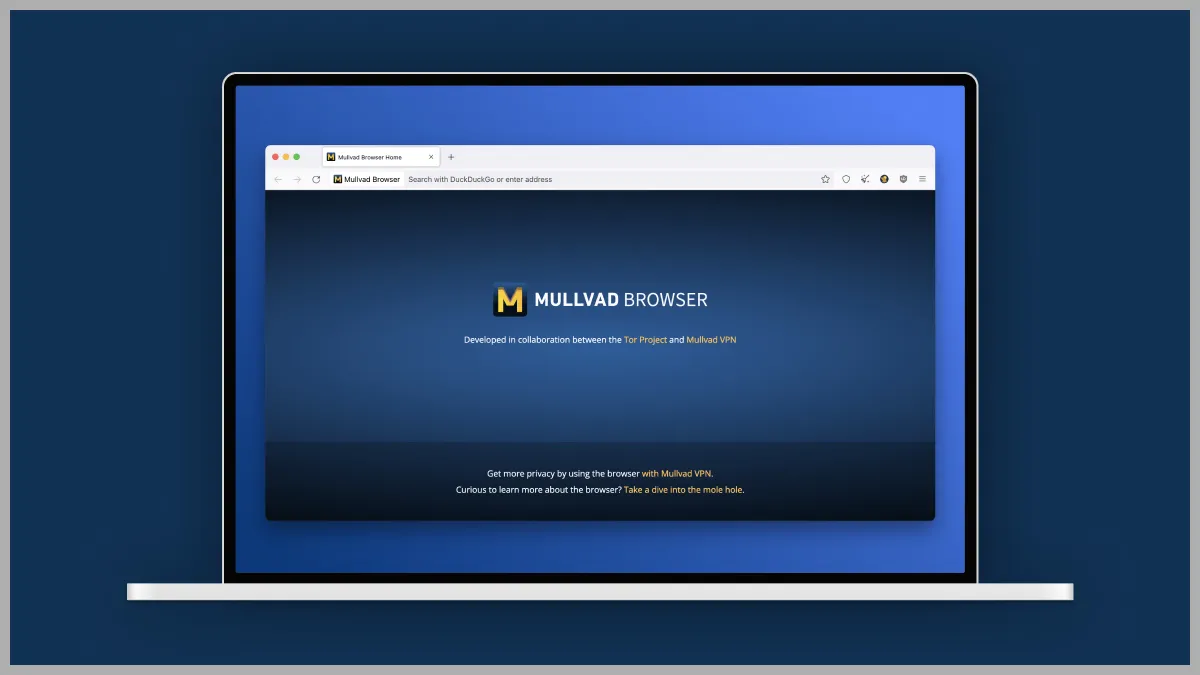 Laptop displaying Mullvad Browser
