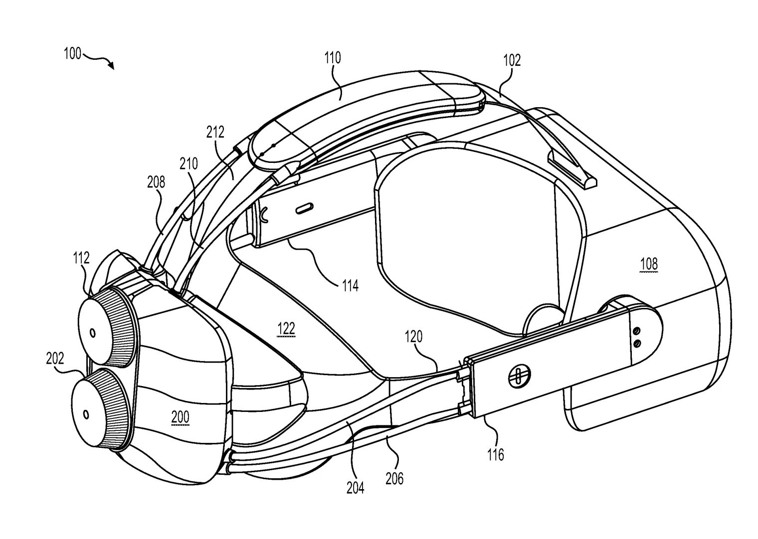 The rear of the headset.