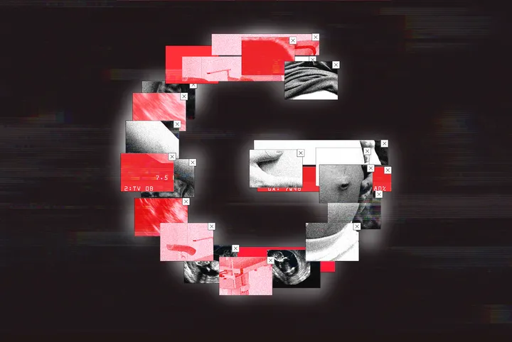 The United States Supreme Court made of red pills with the background being a gradient from black to red