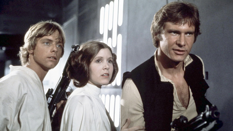 Luke, Leia and Han Solo in Star Wars.
