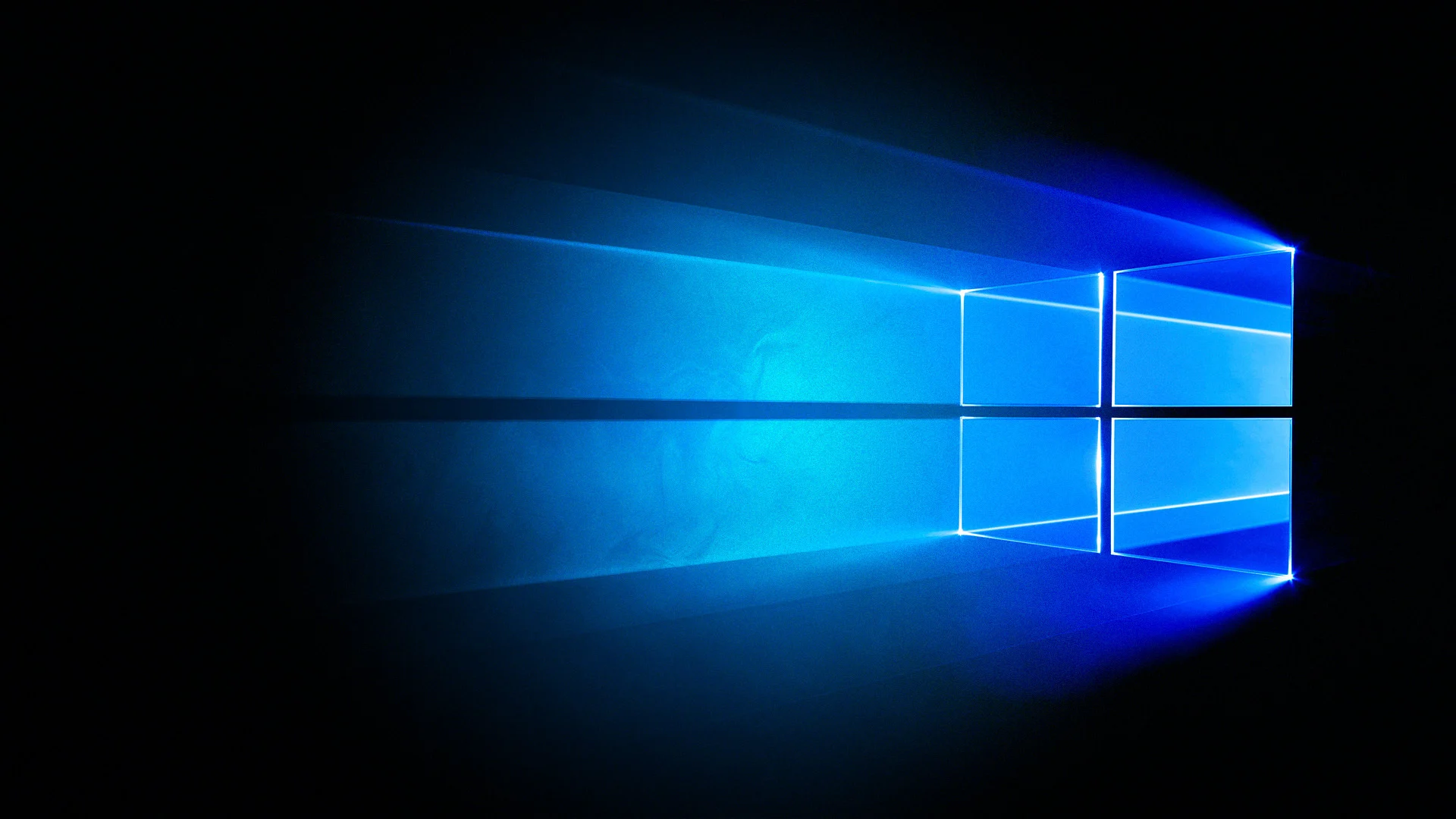 The Windows 10 standard desktop wallpaper, made black instead of blue in the background to give it a more ominous look