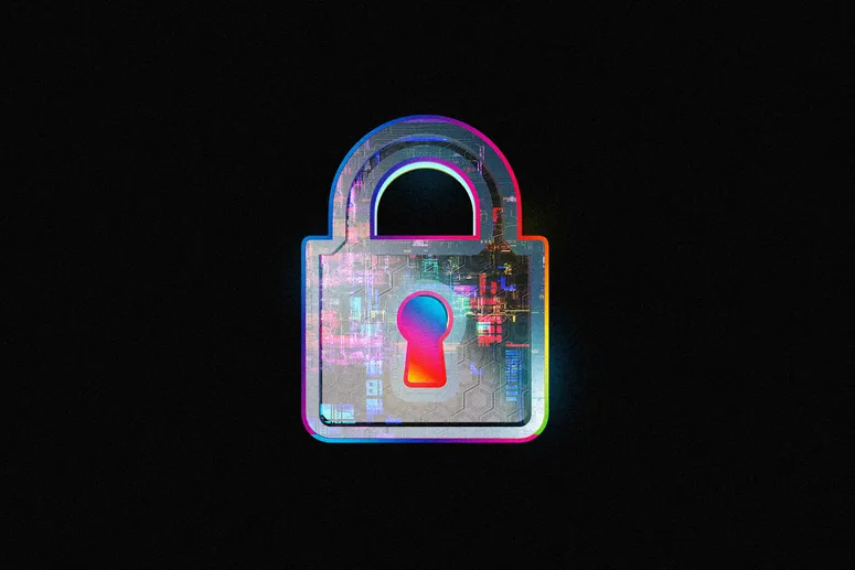 Padlock with computer motherboard architecture inside