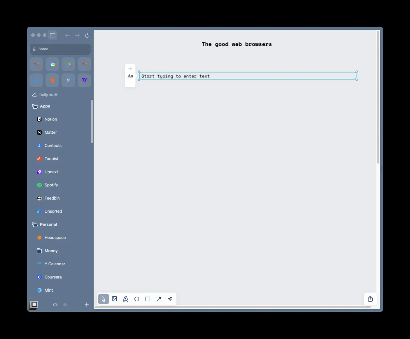 A screenshot of the Easels feature within Arc.